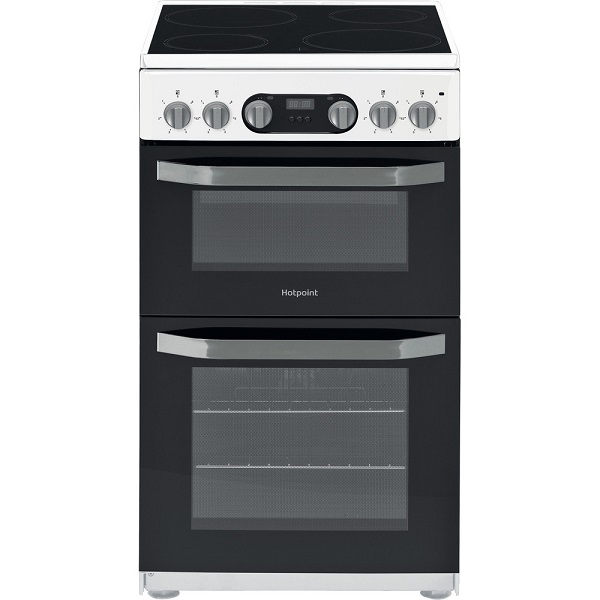 Hotpoint Freestanding White Double Cooker With Ceramic Hob Catalytic 50cm Hd5v93ccwuk
