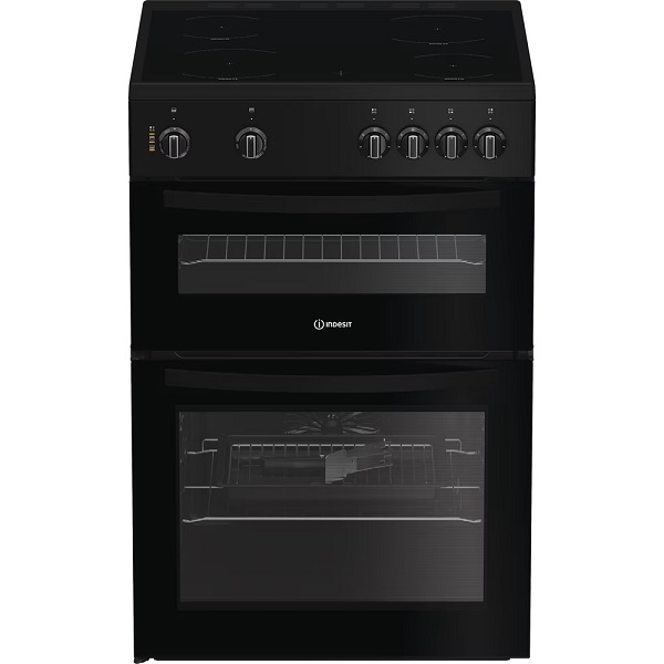 Indesit Double Cooker 60cm 69ltr/36ltr Black Ide6vmb