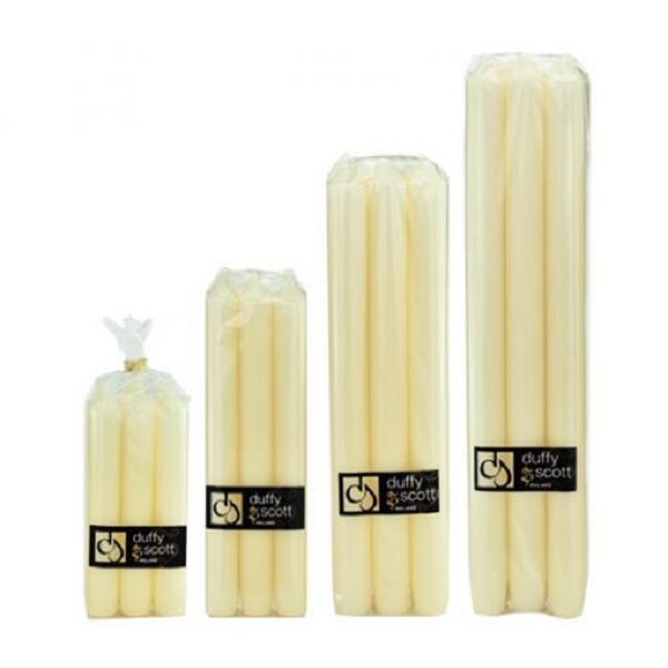 Duffy & Scott 6 X 7/8 (150 X 22mm) Dinner Candles Ivory (pk 6)