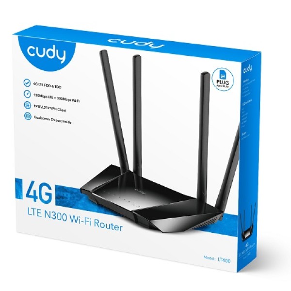 Cudy 4g Lte Cat4 300mbps Wifi Router Lt400eu