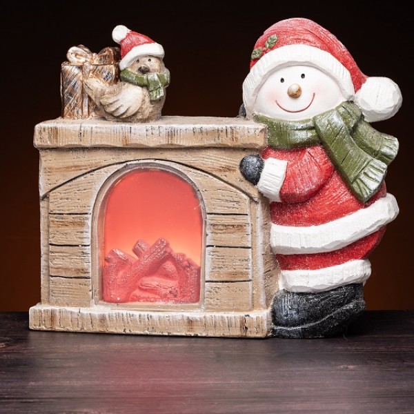 The Grange Collection Snowman With Led Fireplace 35x10.5x30cm Ly500