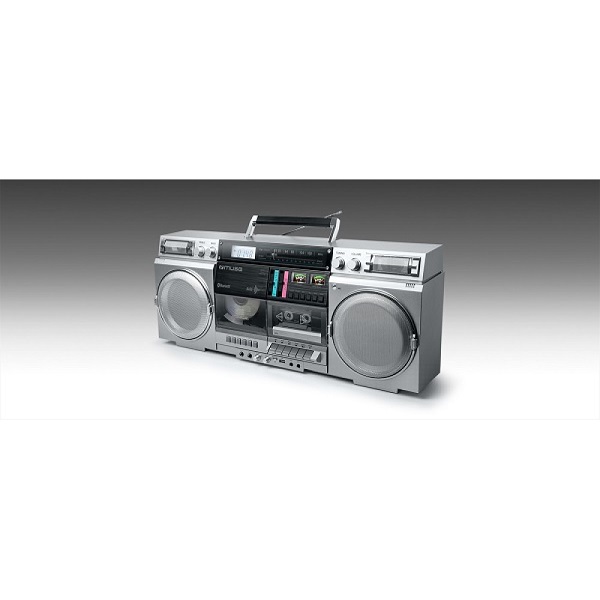 Muse Ghetto Blaster Cd Cassette Fm Radio Bluetooth 80w Silver M380gbs
