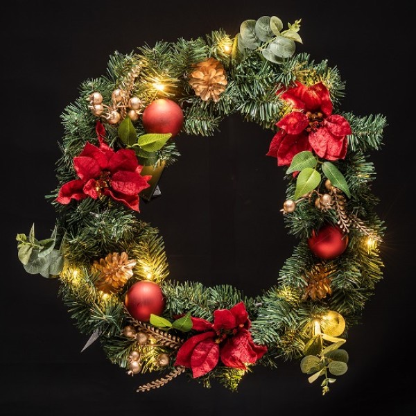 The Grange Collection Led 20 Light Christmas Wreath 50cm Mg3
