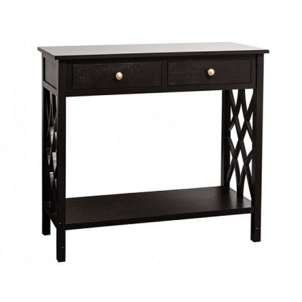 The Grange Collection Black 2-drawer Console Table 90x33x81cm Nh25