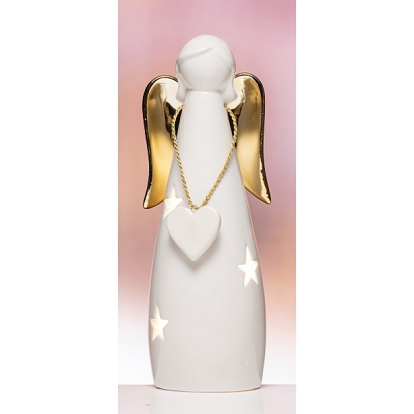 The Grange Collection Ceramic Angel W/led Heart