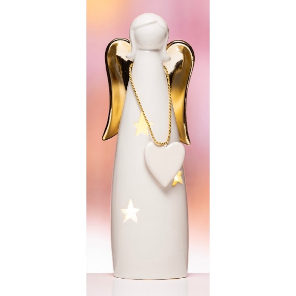 The Grange Collection Ceramic Angel W/led Heart