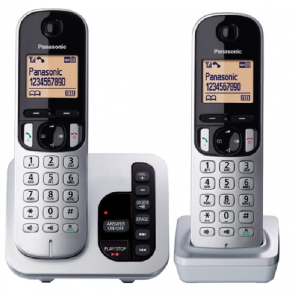 Panasonic Phone Twin Dect & Digital Answer Machine Silver Kxtgc262s