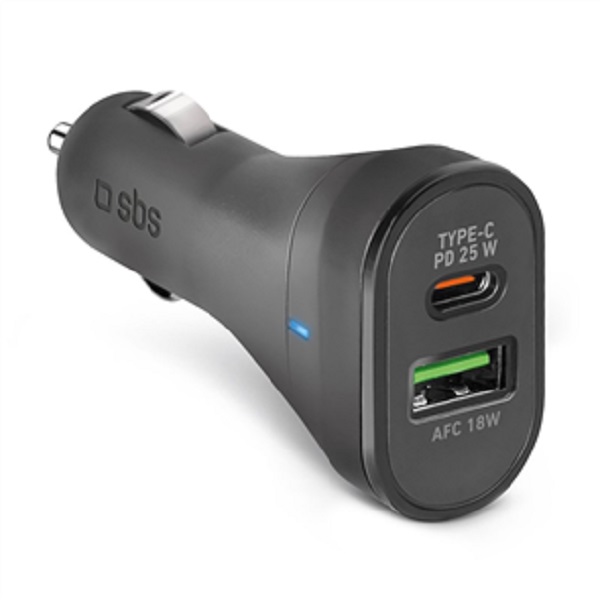 Sbs Usb-a Usb-c 25w Black Car Charger Tecrpd25w