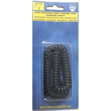 Silver Phone Handset Lead Curley Black Tr832b