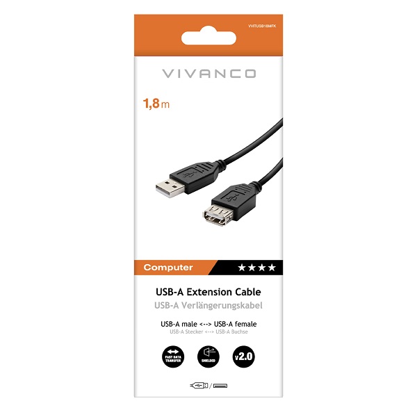 Vivanco Usb Type A Extension Cable 1.8m Vvitusb18mfk