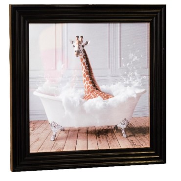Stonewall Gallery Framed Picture Giraffe In The Bath 40x40x17cm Zh33
