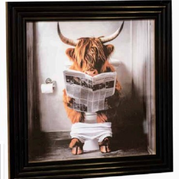 Stonewall Gallery Framed Picture Bison In The Bathroom 40x40x17cm Zh38