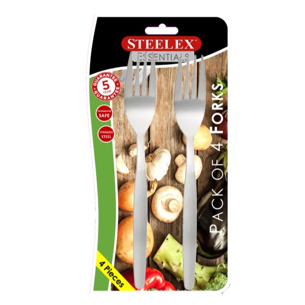 Steelex 4 Carded Forks Essentials C511df