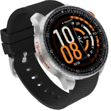 GARETT COMPASS GPS SILVER STEEL SMARTWATCH WITH ORANGE SILICONE STRAP