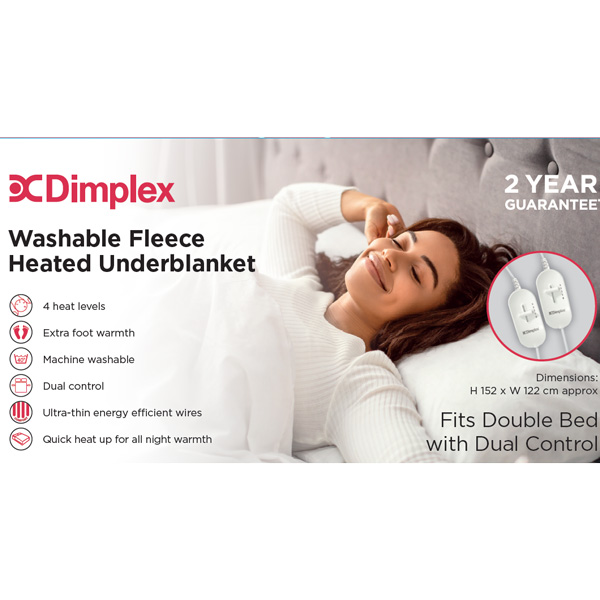 Blanket Double Under Flat Fleece Dual Control Dimplex Dfb2003