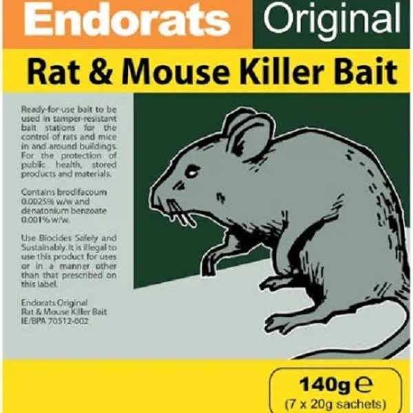 Endorats Orig Rat &  Mouse Killer Bait 140g Ie/bpa