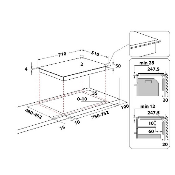 Hotpoint Induction 77cm Hob Tb3977bbf