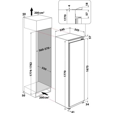 Hotpoint Integrated Fridge 1771 X 540 262ltr Hsz18012uk - SHOP MODEL (COLLECT IN STORE ONLY)