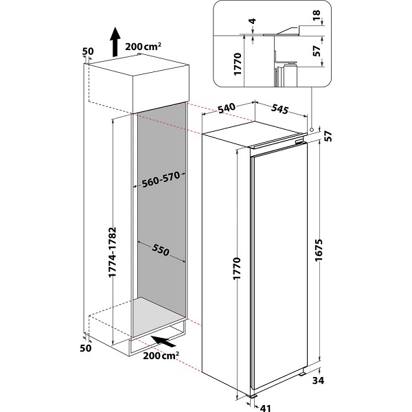Hotpoint Integrated Fridge 1771 X 540 262ltr Hsz18012uk - SHOP MODEL (COLLECT IN STORE ONLY)