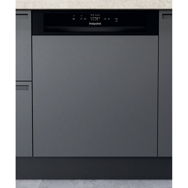 Hotpoint Semi Integrated Full Sized Dishwasher - Black - 14 Place Setting - E Rated - H3b L626 B Uk - LAST MODEL (COLLECT IN STORE ONLY)
