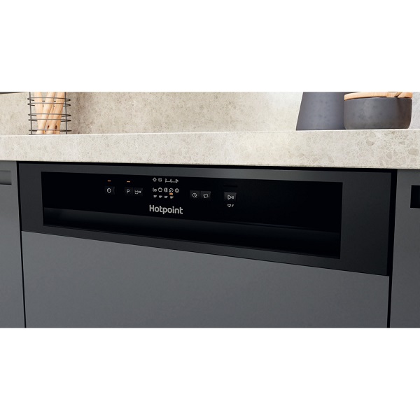 Hotpoint Semi Integrated Full Sized Dishwasher - Black - 14 Place Setting - E Rated - H3b L626 B Uk - LAST MODEL (COLLECT IN STORE ONLY)