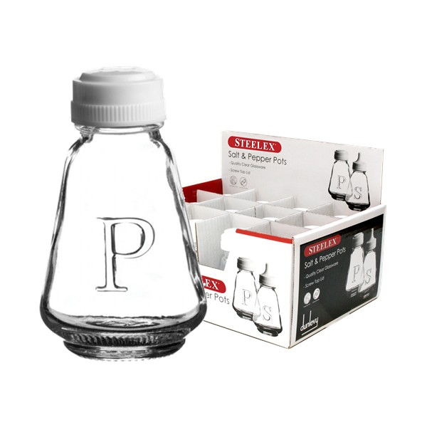 Steelex Glass Pepper Shaker Dispenser White Top Hk2000p