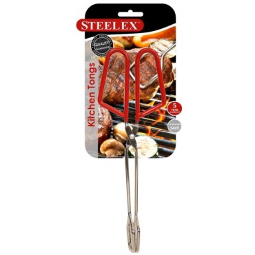 Steelex 10 Red Handle Food Tongs Hk9017