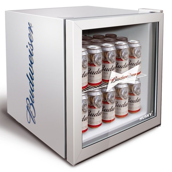 Husky Budweiser Design Mini Fridge Drinks Cooler 43ltr Silver Hushm72hue