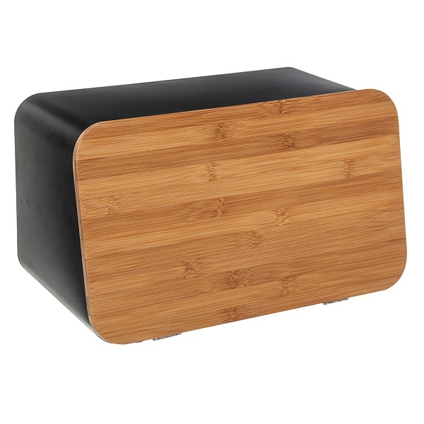 Modern Color Charcoal Iron And Bamboo Bread Bin Jk151193