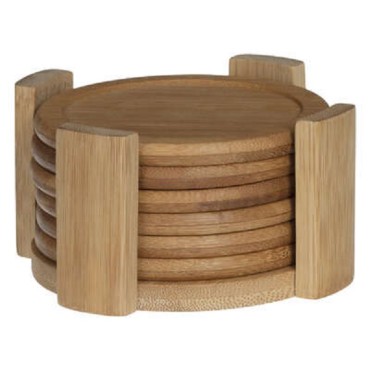 Bamboo Coasters And Holder Set Jk160726