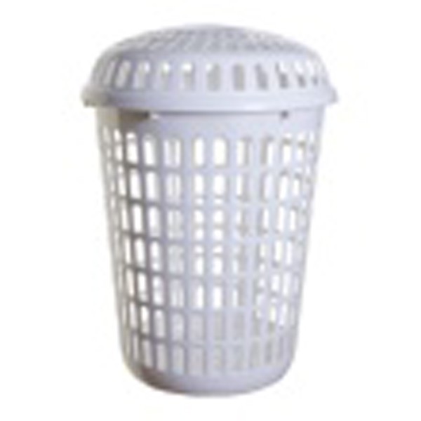 Whitefurze 60cm Round Dome Laundry Basket & Lid White Pl9054