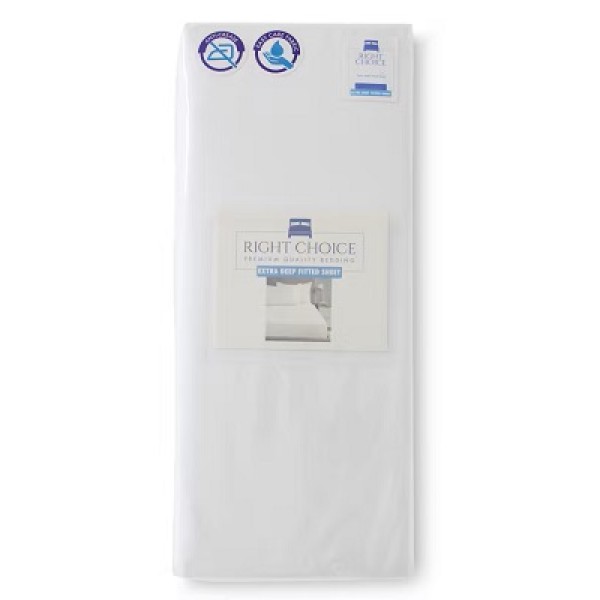 Right Choice Premium Quality Extra Deep King Fitted Sheet White Rcftw3