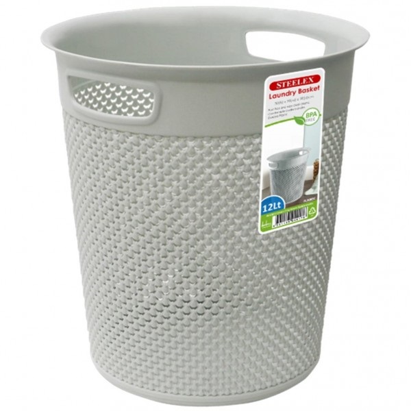 Steelex Grey Round Waste Tidy Basket 12ltr Pl9085g