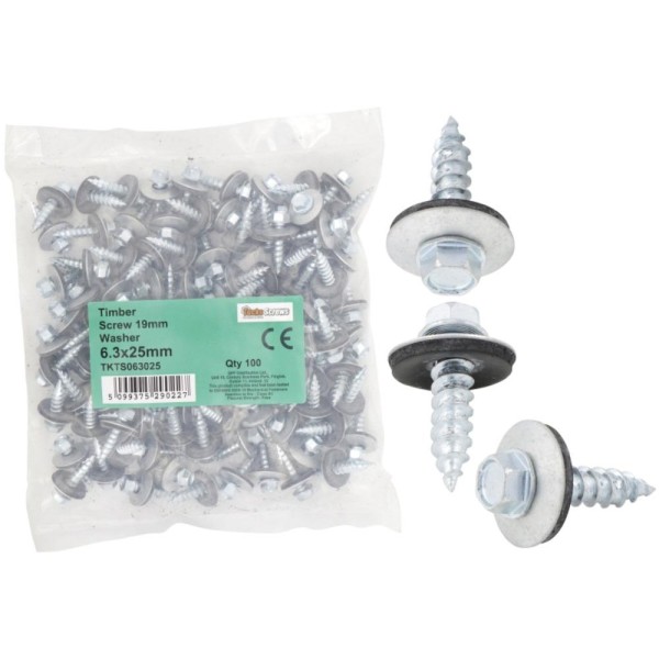 Teck Screw Timber 6.3 X 100 C/w 19mm B/w 100's