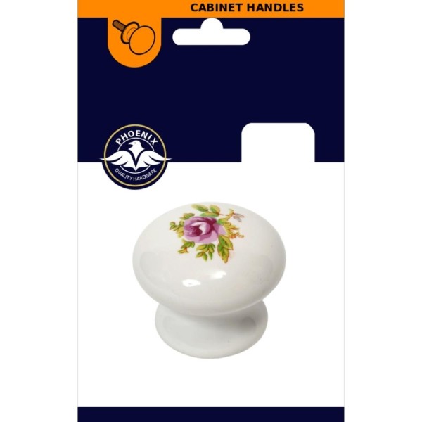 Knob Ceramic Floral White Phx