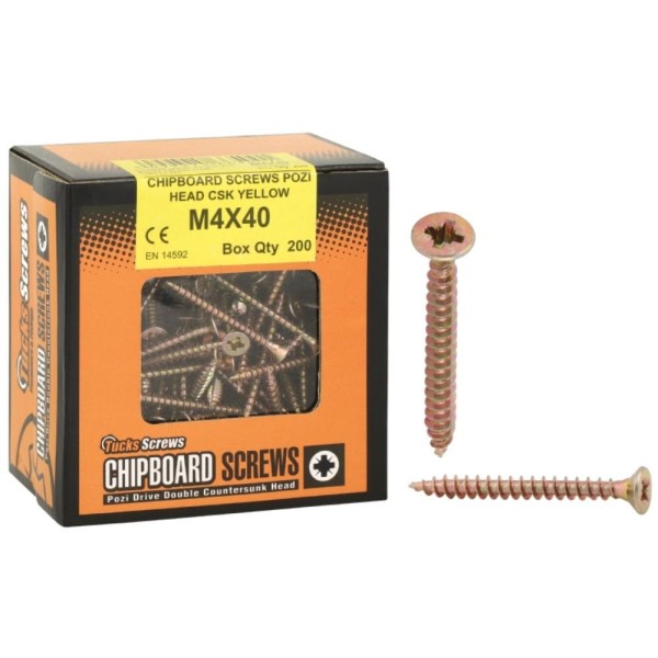 3.540p Yellow Pozi Chipboard Screw 200box Ft