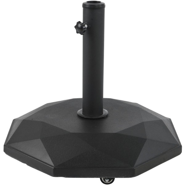 25kg Concrete Parasol Base On Wheels - Black