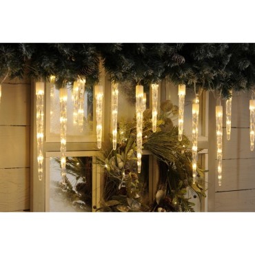 24 Colour Changing Led Icicle Lights - White To Ww