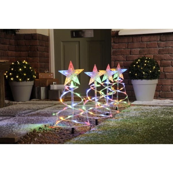 Led Set Of 4 Spiral Pathfinder Trees - Multi-colou