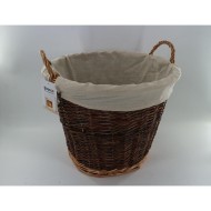 Sirocco Round Willow Log Basket With Canvas Liner