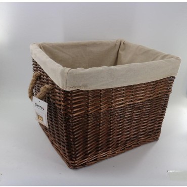 Sirocco Rectangular Wicker Basket With Canvas Line