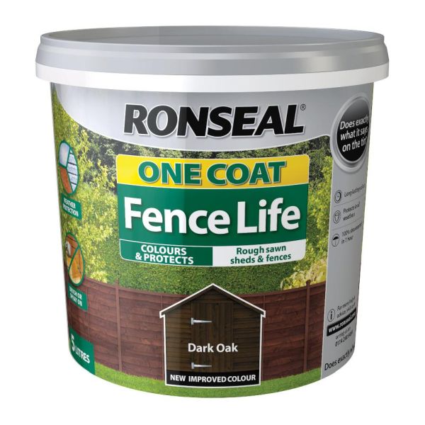 Ronseal One Coat Fence Life Dark Oak 5l