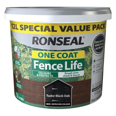 Ronseal One Coat Fence Life Tudor Black Oak 12l