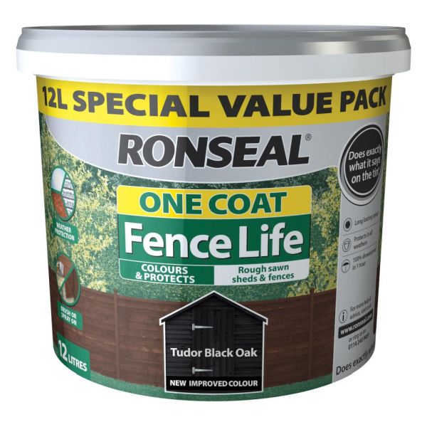 Ronseal One Coat Fence Life Tudor Black Oak 12l