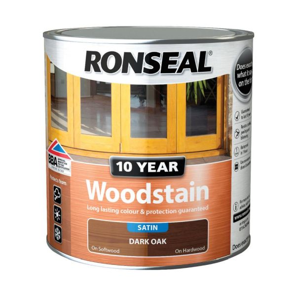 Ronseal 10 Year Woodstain Dark Oak Satin 2.5l