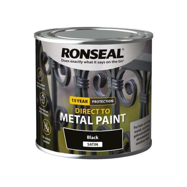 Ronseal Direct To Metal Paint Black Satin 250ml