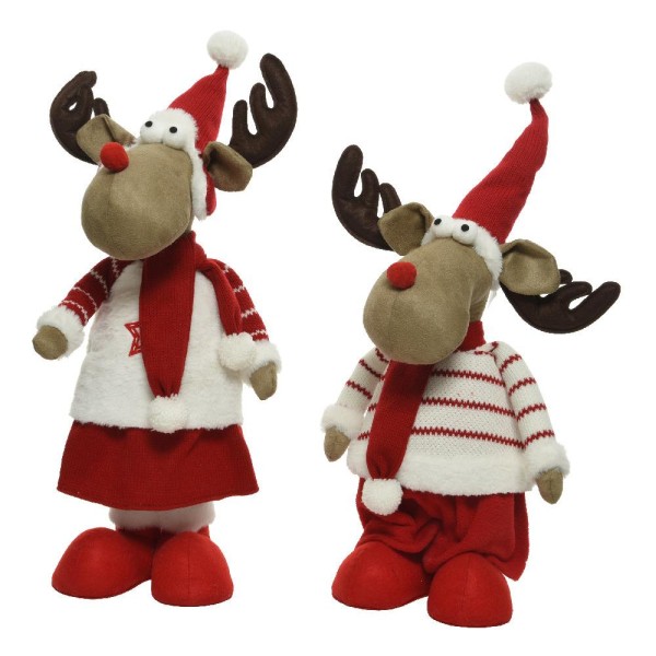 1 Plush Standing Reindeer  With Hat & Scarf- 69cm Random Selection