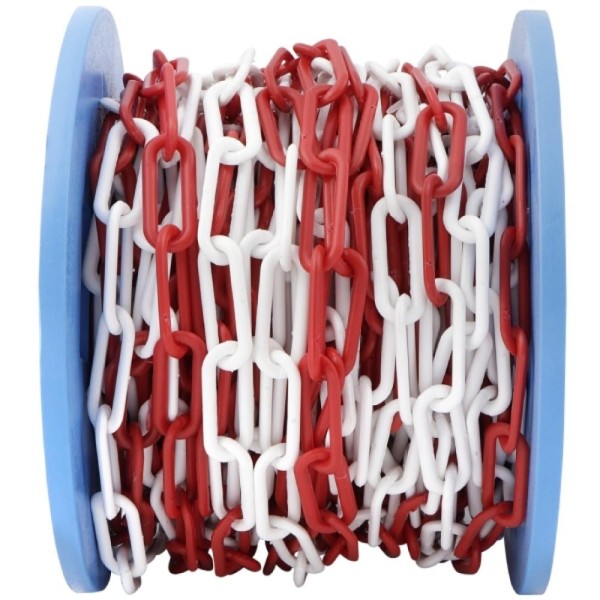 Posamo Plastic Chain 6mm 30mtr Spool Red/white Price Per Mtr
