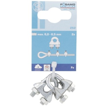 Posamo Wire Rope Clip 6.5mm Zinc Plated Pack 2