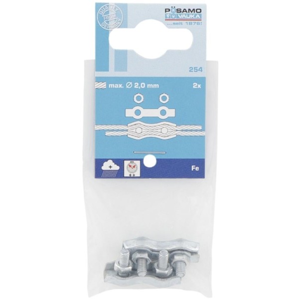 Posamo Duplex Wire Rope Clip 2mm Pack 2 Zp